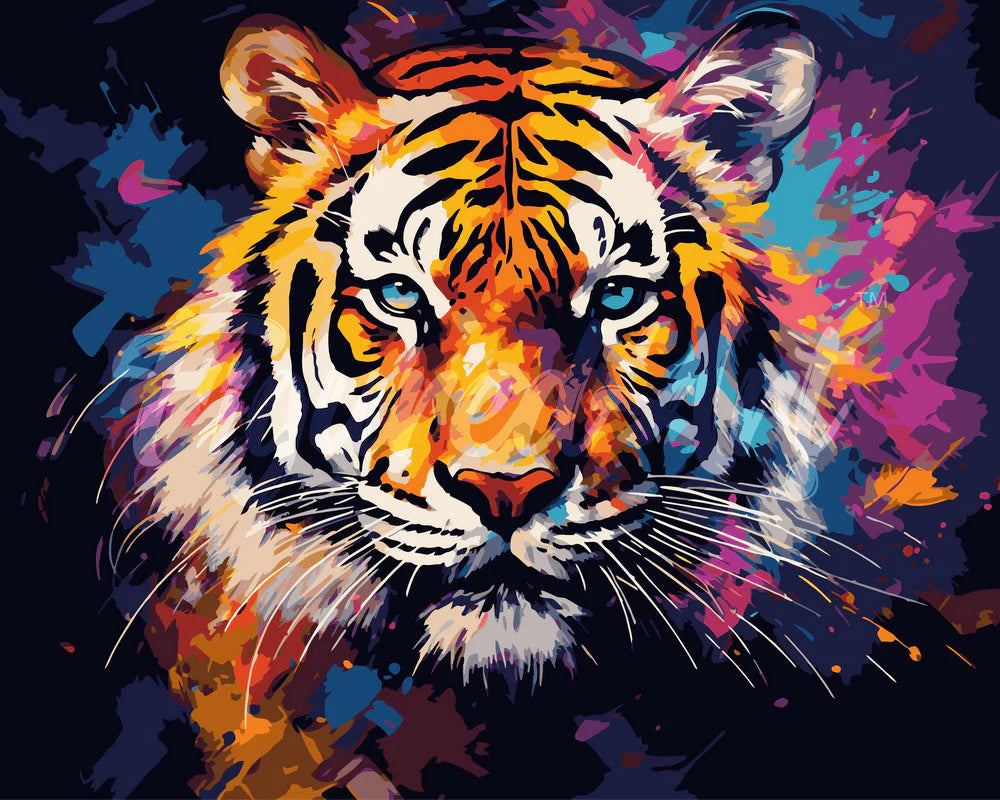 Peinture au Numéro - Tigre Coloré Abstrait