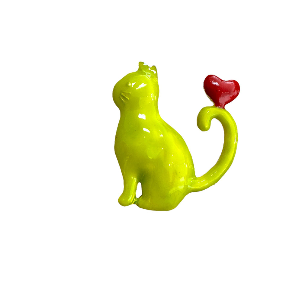 Broche - Chat Jaune Coeur