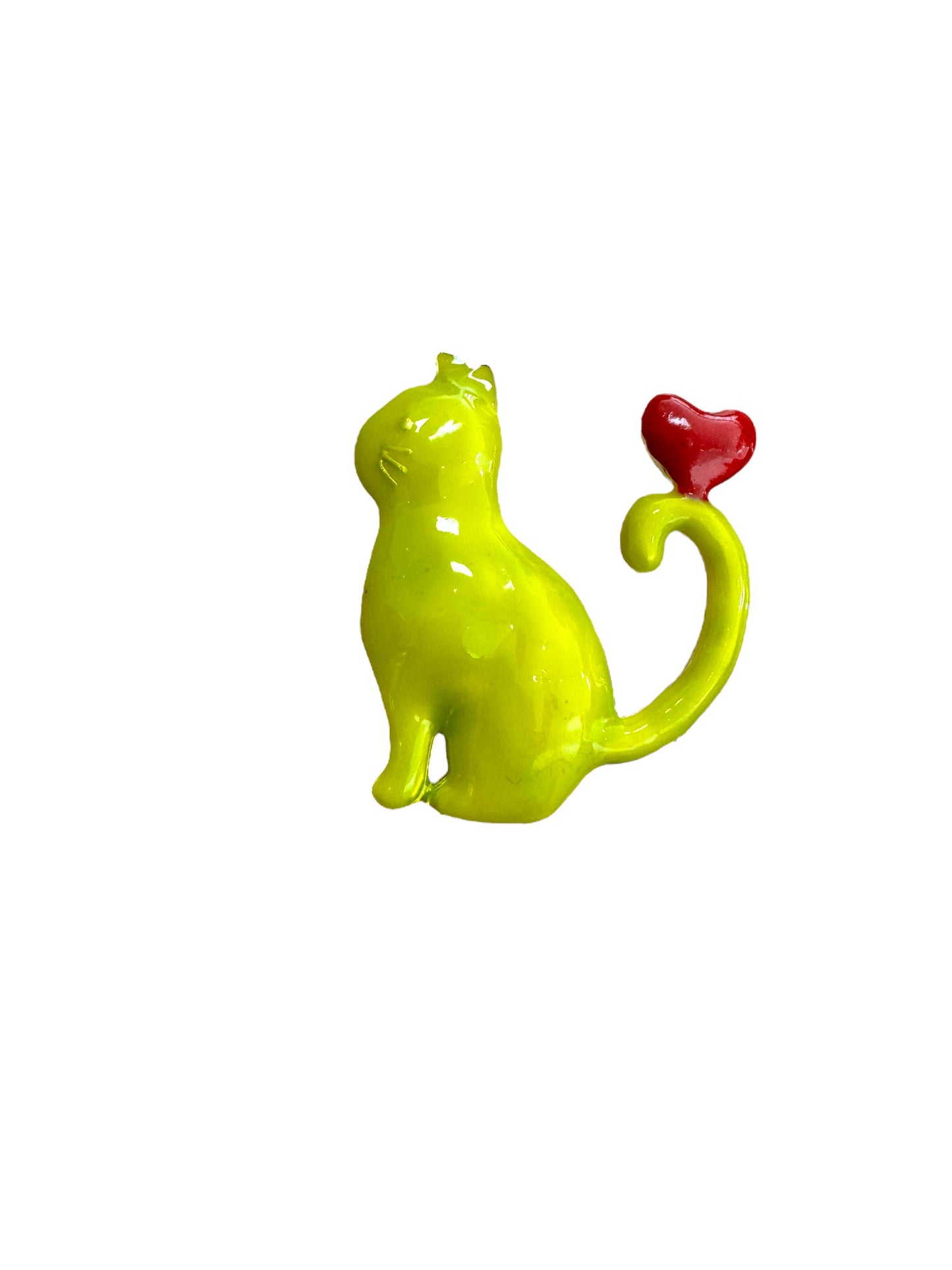 Broche - Chat Jaune Coeur