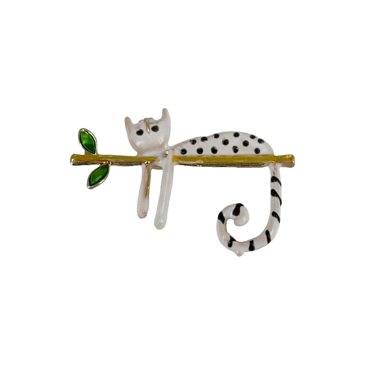 Broche - Chat Blanc sur une Branche