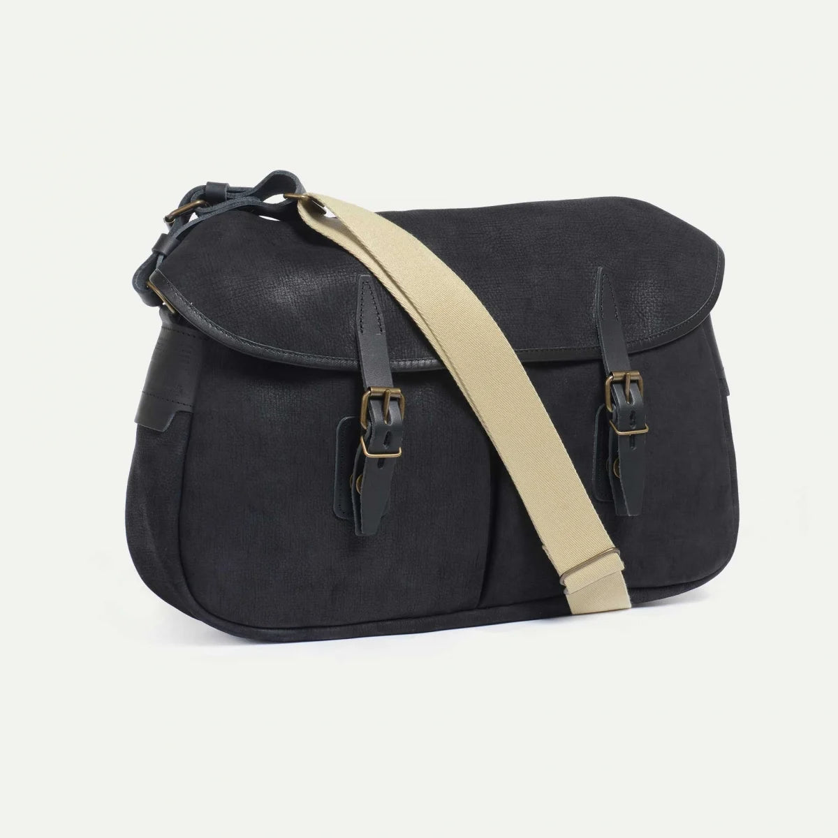 Sac - Bleu de Chauffe - Musette M - Cuir Waxé Noir